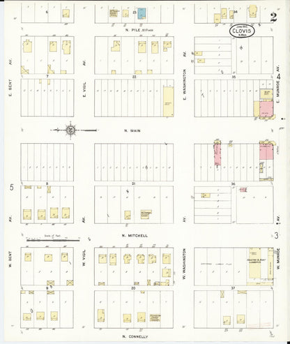 Sanborn Fire Insurance Map from Clovis, Curry County, New Mexico (1912), Sheet #0002 - Complete Map Set gallery image, historic Sanborn map, vintage wall art, New Mexico New Mexico