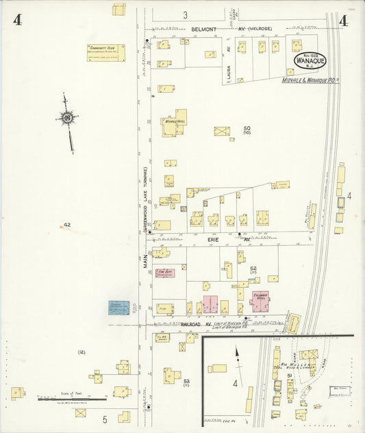 Sanborn Fire Insurance Map from Wanaque, Passaic County, New Jersey (1923), Sheet #0004 - Historic Sanborn Fire Insurance Map Print, vintage old map wall art, antique decor, genealogy gift, New Jersey New Jersey map