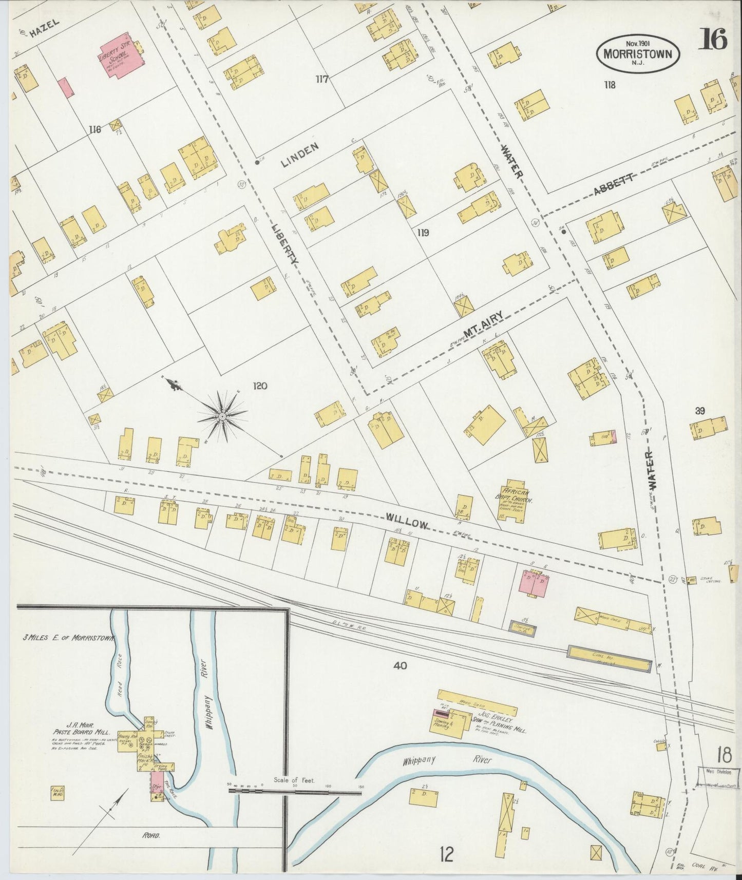 Sanborn Fire Insurance Map from Morristown, Morris County, New Jersey (1901), Sheet #0016 - Complete Map Set gallery image, historic Sanborn map, vintage wall art, New Jersey New Jersey