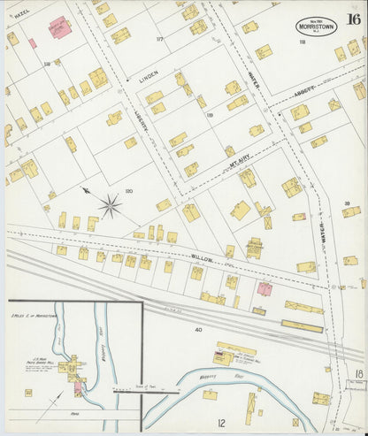 Sanborn Fire Insurance Map from Morristown, Morris County, New Jersey (1901), Sheet #0016 - Complete Map Set gallery image, historic Sanborn map, vintage wall art, New Jersey New Jersey