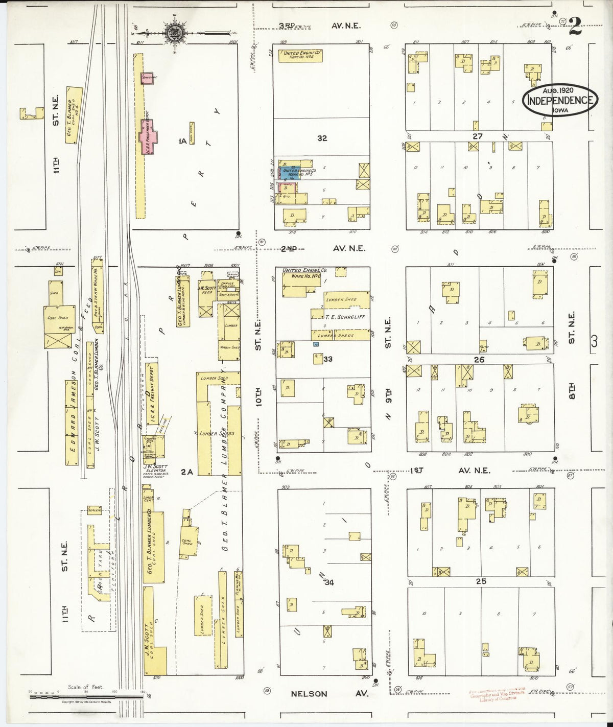 Sanborn Fire Insurance Map from Independence, Buchanan County, Iowa (1920), Sheet #0002 - Historic Sanborn Fire Insurance Map Print