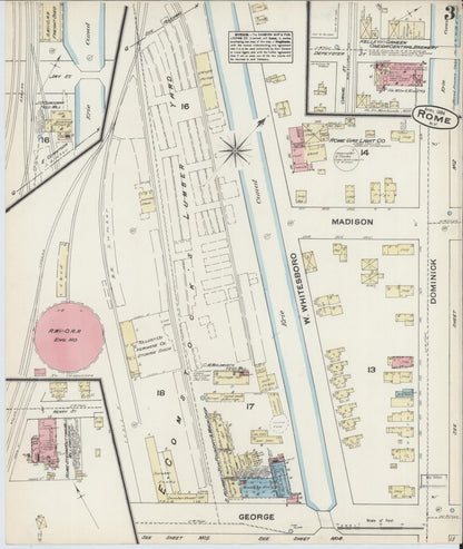 Sanborn Fire Insurance Map from Rome, Oneida County, New York (1884), Sheet #0003 - Historic Sanborn Fire Insurance Map Print, vintage old map wall art, antique decor, genealogy gift, New York New York map