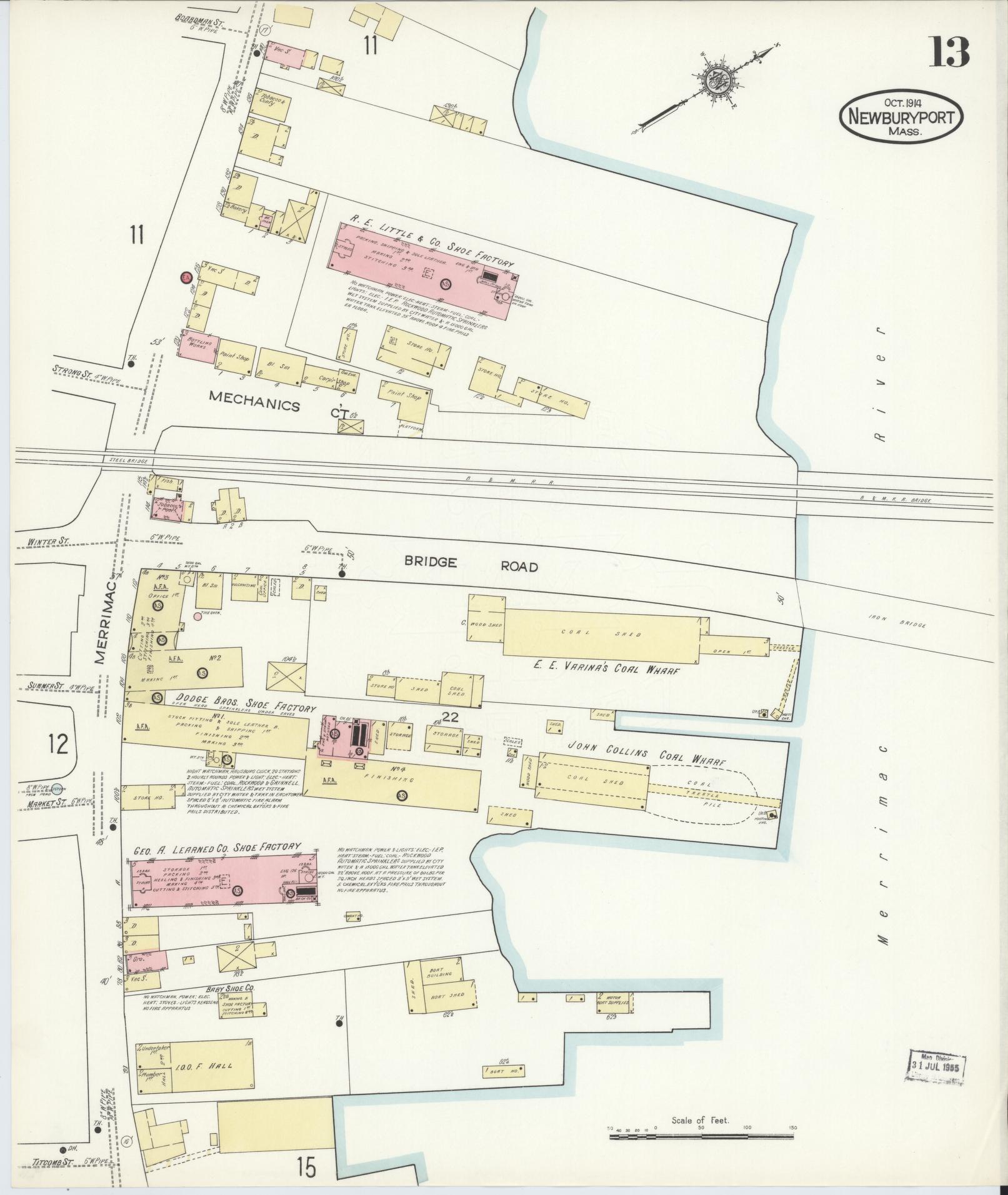 Sanborn Fire Insurance Map from Newburyport, Essex County, Massachusetts (1914), Sheet #0013 - Complete Map Set gallery image, historic Sanborn map, vintage wall art, Massachusetts Massachusetts
