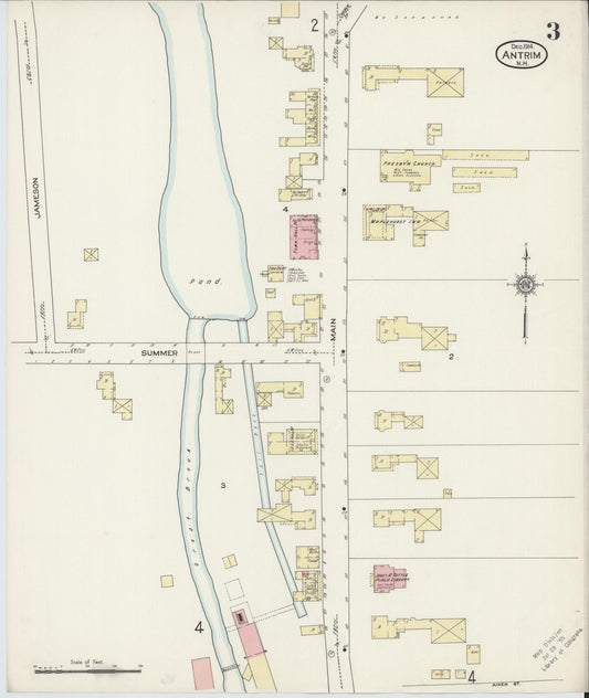 Sanborn Fire Insurance Map from Antrim, Hillsborough County, New Hampshire (1914), Sheet #0003 - Historic Sanborn Fire Insurance Map Print, vintage old map wall art, antique decor, genealogy gift, New Hampshire New Hampshire map