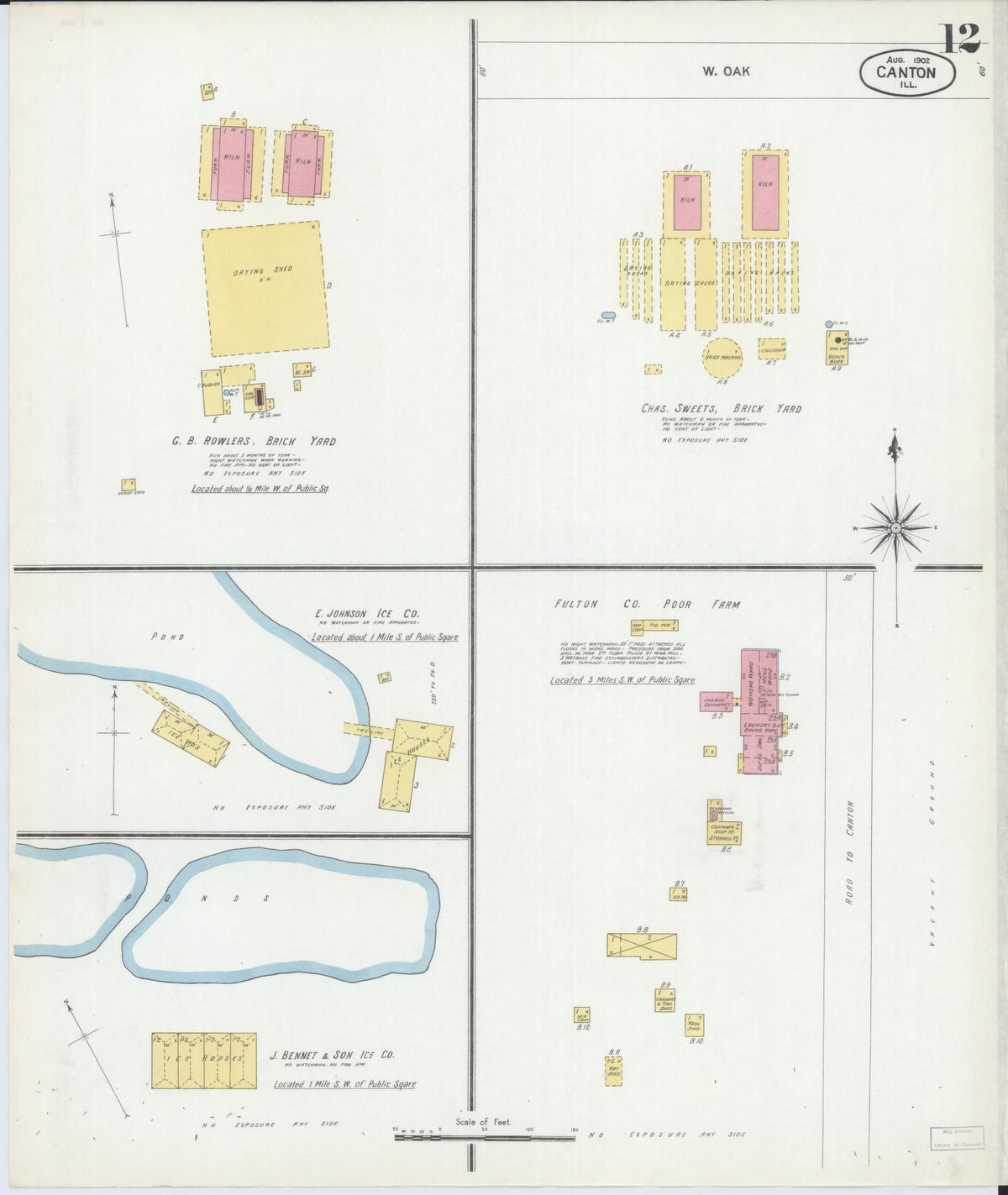 Sanborn Fire Insurance Map from Canton, Fulton County, Illinois (1902), Sheet #0012 - Historic Sanborn Fire Insurance Map Print, vintage old map wall art, antique decor, genealogy gift, Illinois Illinois map