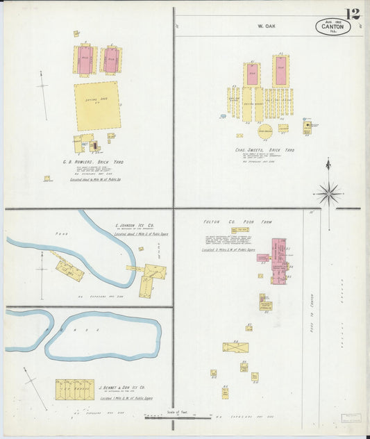 Sanborn Fire Insurance Map from Canton, Fulton County, Illinois (1902), Sheet #0012 - Historic Sanborn Fire Insurance Map Print, vintage old map wall art, antique decor, genealogy gift, Illinois Illinois map