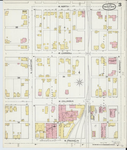 Sanborn Fire Insurance Map from Kenton, Hardin County, Ohio (1892), Sheet #0003 - Historic Sanborn Fire Insurance Map Print, vintage old map wall art, antique decor, genealogy gift, Ohio Ohio map