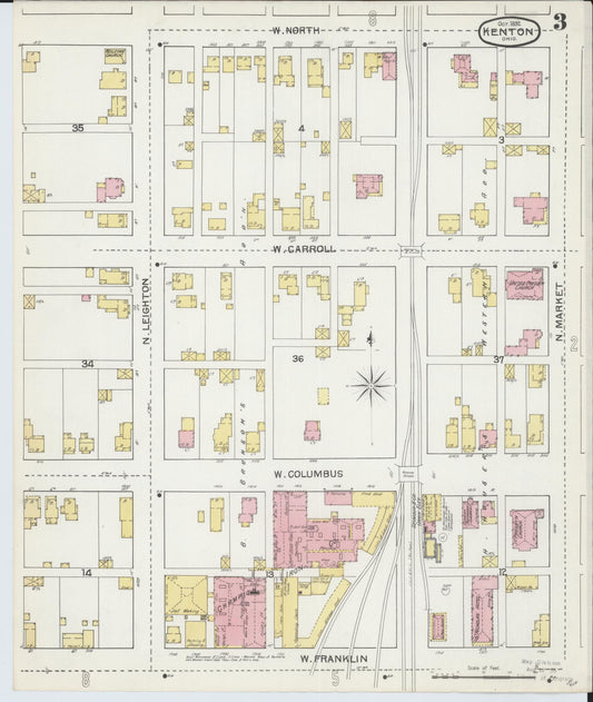 Sanborn Fire Insurance Map from Kenton, Hardin County, Ohio (1892), Sheet #0003 - Historic Sanborn Fire Insurance Map Print, vintage old map wall art, antique decor, genealogy gift, Ohio Ohio map