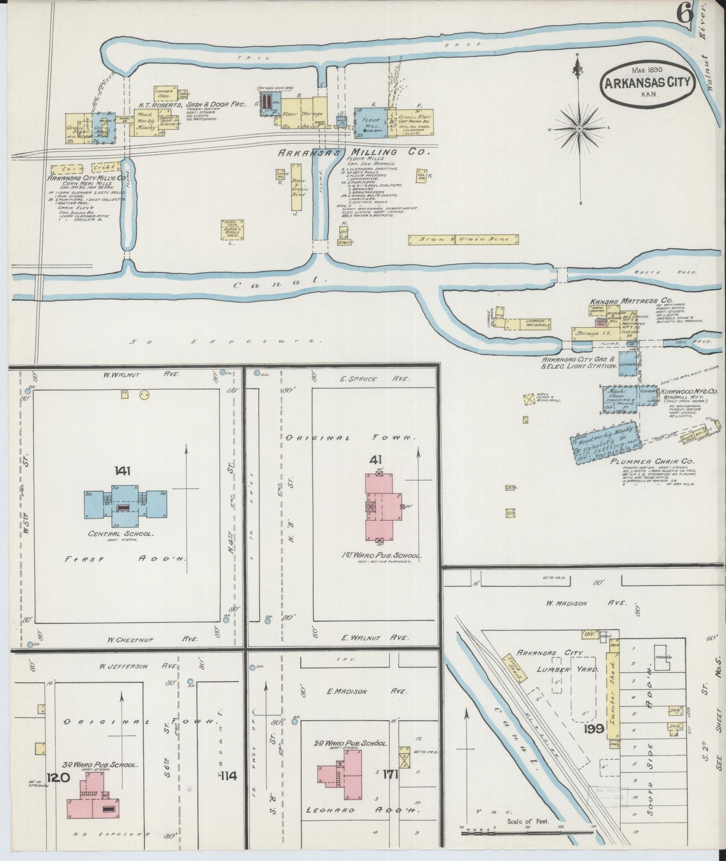 Sanborn Fire Insurance Map from Arkansas City, Cowley County, Kansas (1890), Sheet #0006 - Complete Map Set gallery image, historic Sanborn map, vintage wall art, Kansas Kansas