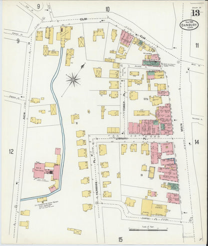 Sanborn Fire Insurance Map from Danbury, Fairfield County, Connecticut (1904), Sheet #0013 - Complete Map Set gallery image, historic Sanborn map, vintage wall art, Connecticut Connecticut
