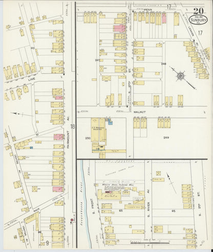 Sanborn Fire Insurance Map from Sunbury, Northumberland County, Pennsylvania (1912), Sheet #0020 - Complete Map Set gallery image, historic Sanborn map, vintage wall art, Pennsylvania Pennsylvania