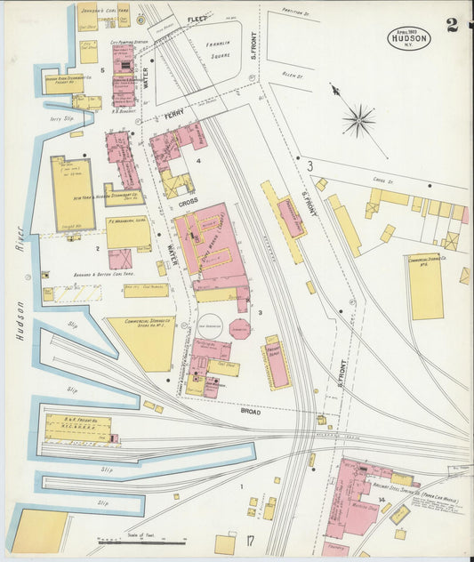 Sanborn Fire Insurance Map from Hudson, Columbia County, New York (1903), Sheet #0002 - Complete Map Set gallery image, historic Sanborn map, vintage wall art, New York New York