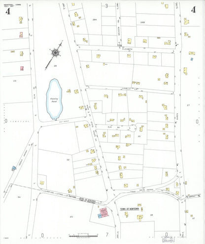 Sanborn Fire Insurance Map from Newtown, Fairfield County, Connecticut (1951), Sheet #0004 - Complete Map Set gallery image, historic Sanborn map, vintage wall art, Connecticut Connecticut