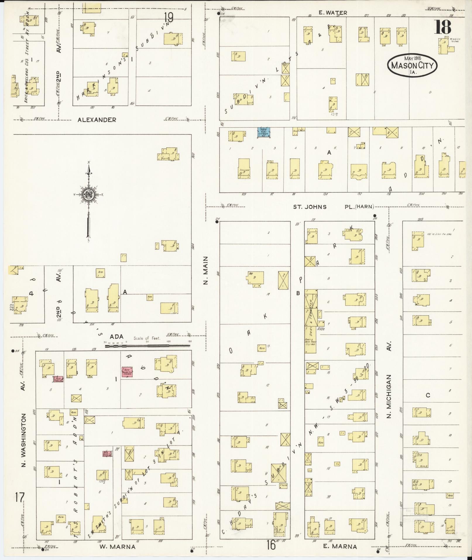 Sanborn Fire Insurance Map from Mason City, Cerro Gordo County, Iowa (1915), Sheet #0018 - Historic Sanborn Fire Insurance Map Print