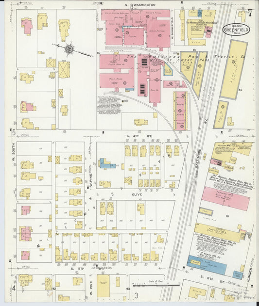Sanborn Fire Insurance Map from Greenfield, Highland County, Ohio (1910), Sheet #0007 - Historic Sanborn Fire Insurance Map Print, vintage old map wall art, antique decor, genealogy gift, Ohio Ohio map