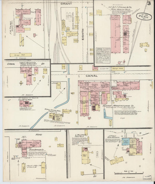Sanborn Fire Insurance Map from Peru, Miami County, Indiana (1883), Sheet #0003 - Historic Sanborn Fire Insurance Map Print, vintage old map wall art, antique decor, genealogy gift, Indiana Indiana map