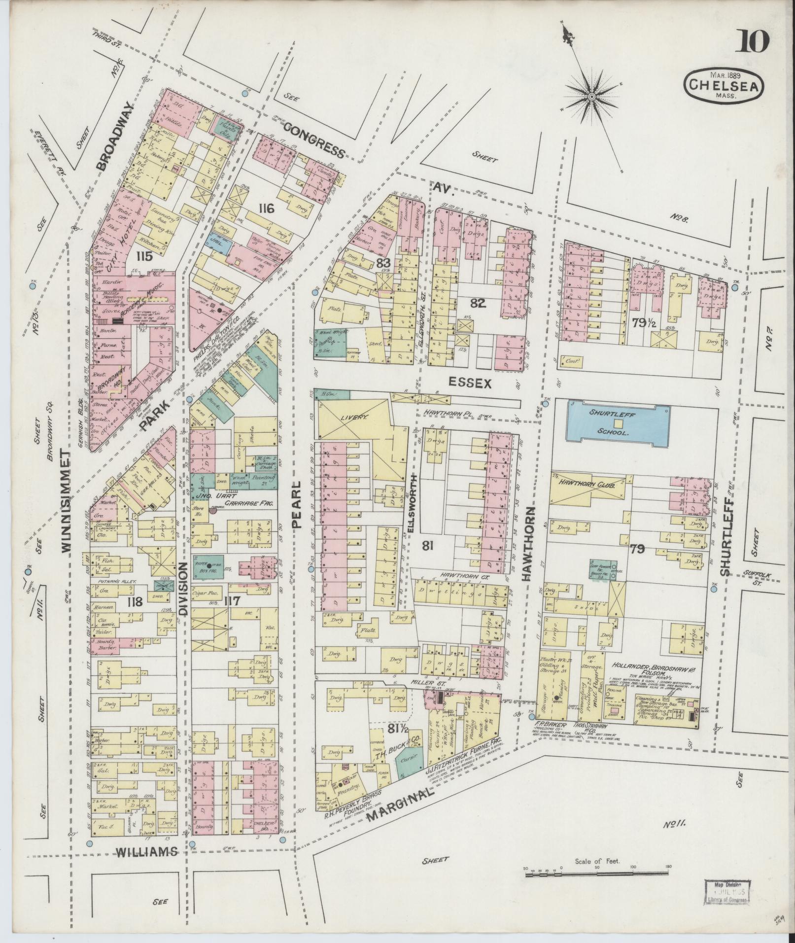Sanborn Fire Insurance Map from Chelsea, Suffolk County, Massachusetts (1889), Sheet #0010 - Complete Map Set gallery image, historic Sanborn map, vintage wall art, Massachusetts Massachusetts