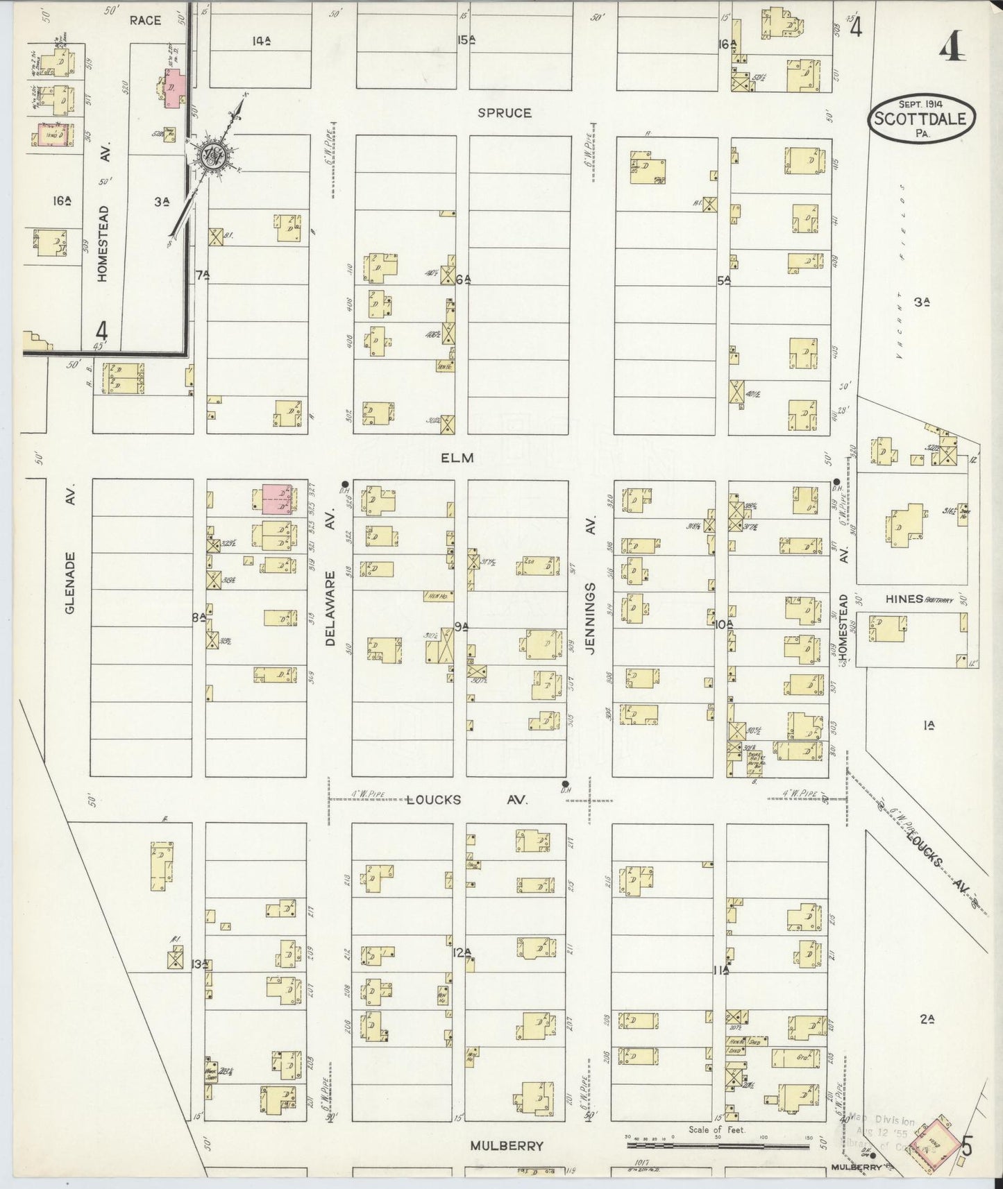 Sanborn Fire Insurance Map from Scottdale, Westmoreland County, Pennsylvania (1914), Sheet #0004 - Complete Map Set gallery image, historic Sanborn map, vintage wall art, Pennsylvania Pennsylvania