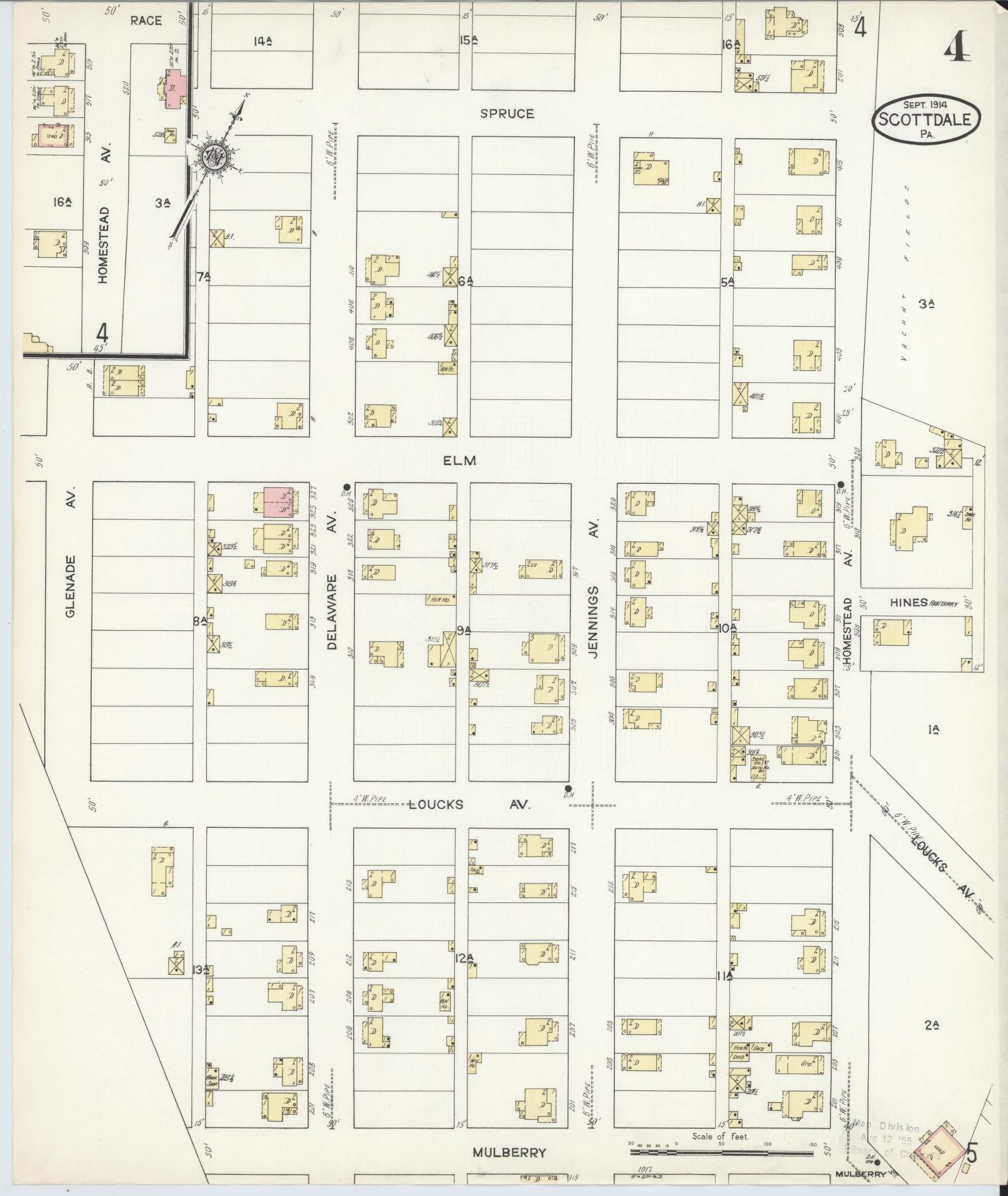 Sanborn Fire Insurance Map from Scottdale, Westmoreland County, Pennsylvania (1914), Sheet #0004 - Complete Map Set gallery image, historic Sanborn map, vintage wall art, Pennsylvania Pennsylvania