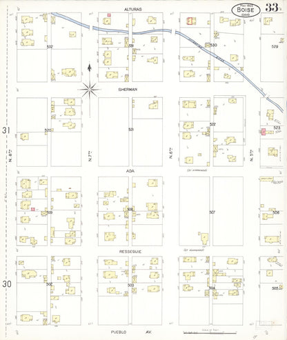 Sanborn Fire Insurance Map from Boise, Ada County, Idaho (1903), Sheet #0033 - Complete Map Set gallery image, historic Sanborn map, vintage wall art, Idaho Idaho