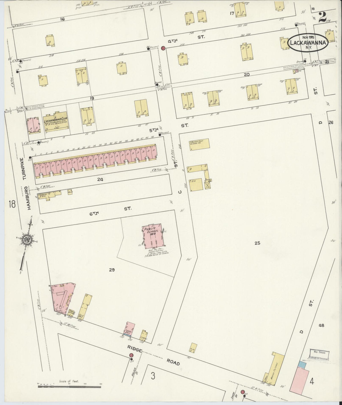 Sanborn Fire Insurance Map from Lackawanna, Erie County, New York (1915), Sheet #0002 - Historic Sanborn Fire Insurance Map Print, vintage old map wall art, antique decor, genealogy gift, New York New York map