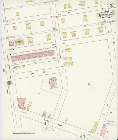 Sanborn Fire Insurance Map from Lackawanna, Erie County, New York (1915), Sheet #0002 - Historic Sanborn Fire Insurance Map Print, vintage old map wall art, antique decor, genealogy gift, New York New York map