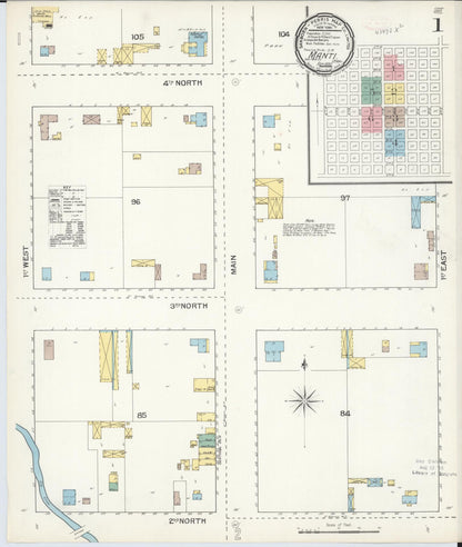 Sanborn Fire Insurance Map from Manti, Sanpete County, Utah (1892), Sheet #0001 - Complete Map Set gallery image, historic Sanborn map, vintage wall art, Utah Utah