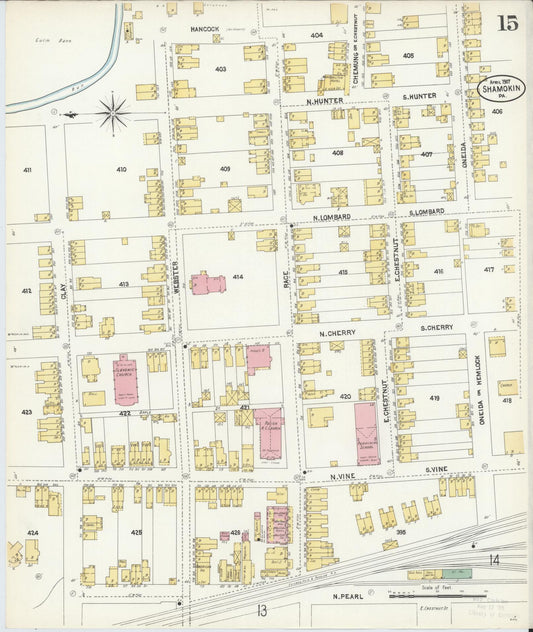 Sanborn Fire Insurance Map from Shamokin, Northumberland County, Pennsylvania (1907), Sheet #0015 - Historic Sanborn Fire Insurance Map Print, vintage old map wall art, antique decor, genealogy gift, Pennsylvania Pennsylvania map