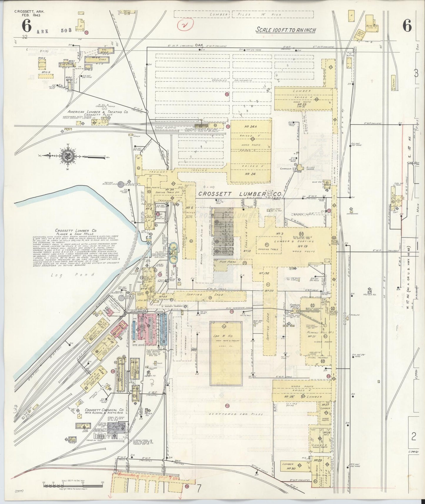 Sanborn Fire Insurance Map from Crossett, Ashley County, Arkansas (1948), Sheet #0006 - Complete Map Set gallery image, historic Sanborn map, vintage wall art, Arkansas Arkansas