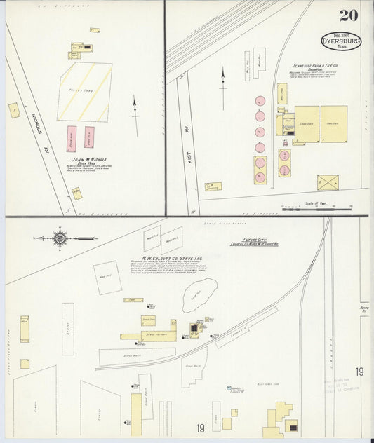 Sanborn Fire Insurance Map from Dyersburg, Dyer County, Tennessee (1914), Sheet #0020 - Historic Sanborn Fire Insurance Map Print, vintage old map wall art, antique decor, genealogy gift, Tennessee Tennessee map