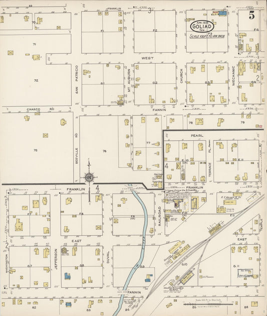 Sanborn Fire Insurance Map from Goliad, Goliad County, Texas (1922), Sheet #0005 - Historic Sanborn Fire Insurance Map Print, vintage old map wall art, antique decor, genealogy gift, Texas Texas map