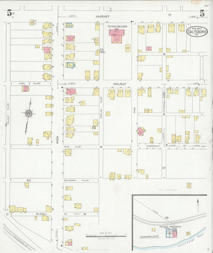 Sanborn Fire Insurance Map from Saltsburg, Indiana County, Pennsylvania (1927), Sheet #0005 - Complete Map Set gallery image, historic Sanborn map, vintage wall art, Saltsburg Indiana