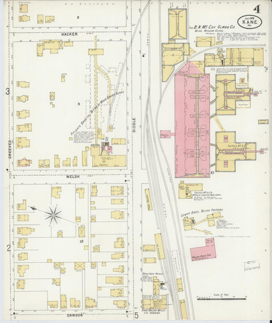 Sanborn Fire Insurance Map from Kane, McKean County, Pennsylvania (1898), Sheet #0004 - Historic Sanborn Fire Insurance Map Print, vintage old map wall art, antique decor, genealogy gift, Pennsylvania Pennsylvania map