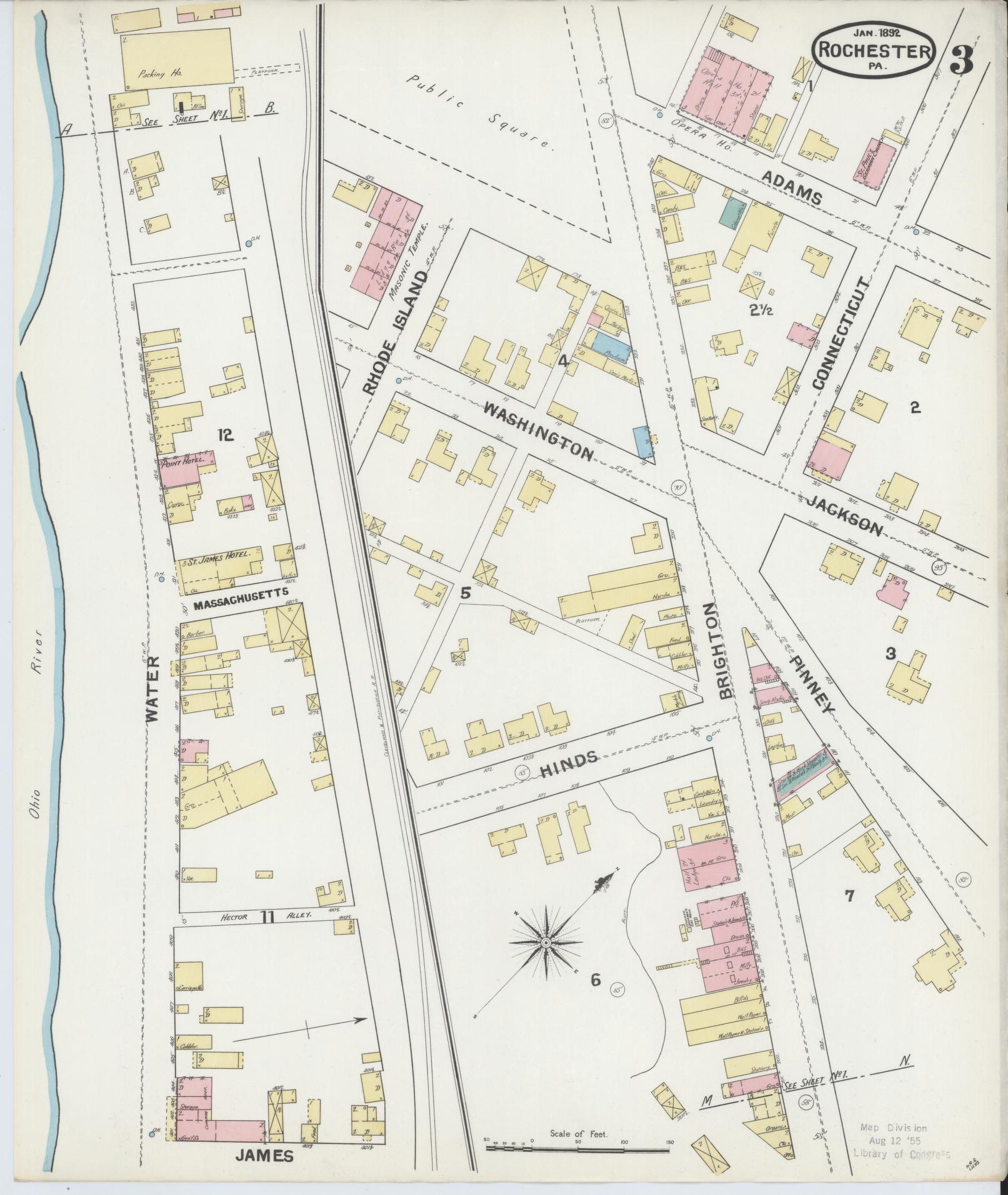 Sanborn Fire Insurance Map from Rochester, Beaver County, Pennsylvania (1892), Sheet #0003 - Complete Map Set gallery image, historic Sanborn map, vintage wall art, Pennsylvania Pennsylvania