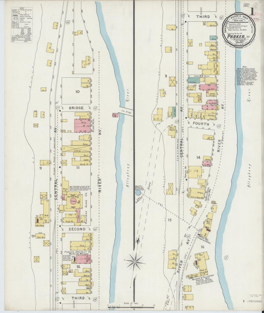 Sanborn Fire Insurance Map from Parkers Landing, Armstrong County, Pennsylvania (1894), Sheet #0001 - Historic Sanborn Fire Insurance Map Print, vintage old map wall art, antique decor, genealogy gift, Pennsylvania Pennsylvania map