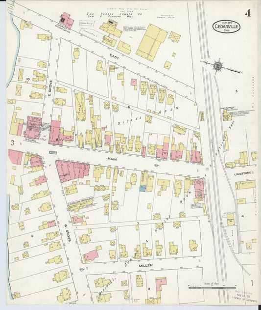 Sanborn Fire Insurance Map from Cedarville, Greene County, Ohio (1910), Sheet #0004 - Historic Sanborn Fire Insurance Map Print, vintage old map wall art, antique decor, genealogy gift, Ohio Ohio map