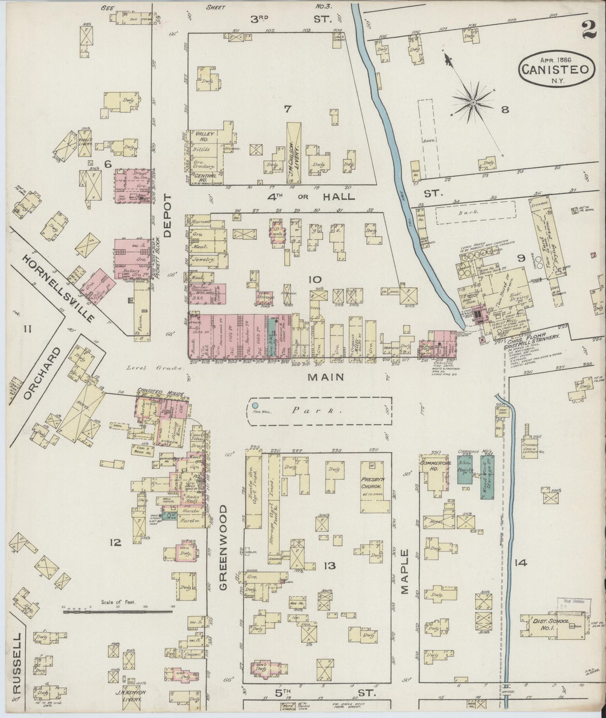 Sanborn Fire Insurance Map from Canisteo, Steuben County, New York (1886), Sheet #0002 - Complete Map Set gallery image, historic Sanborn map, vintage wall art, New York New York