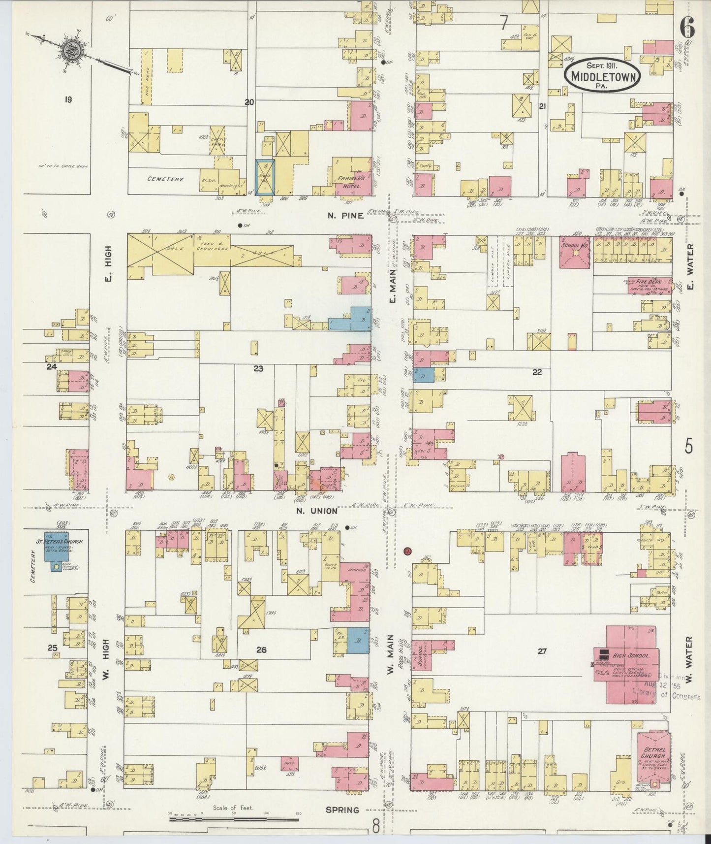Sanborn Fire Insurance Map from Middletown, Dauphin County, Pennsylvania (1911), Sheet #0006 - Complete Map Set gallery image, historic Sanborn map, vintage wall art, Pennsylvania Pennsylvania