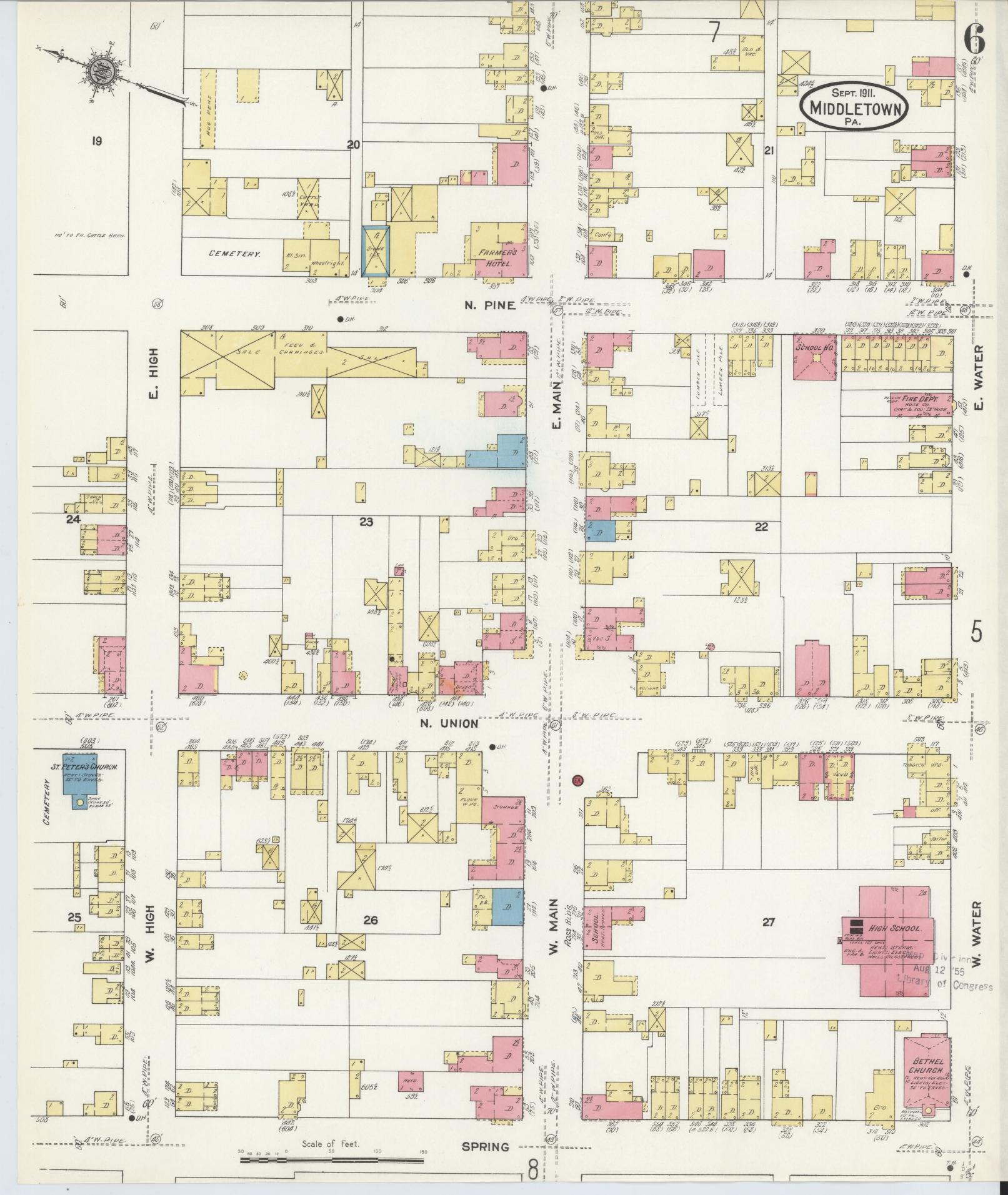 Sanborn Fire Insurance Map from Middletown, Dauphin County, Pennsylvania (1911), Sheet #0006 - Complete Map Set gallery image, historic Sanborn map, vintage wall art, Pennsylvania Pennsylvania
