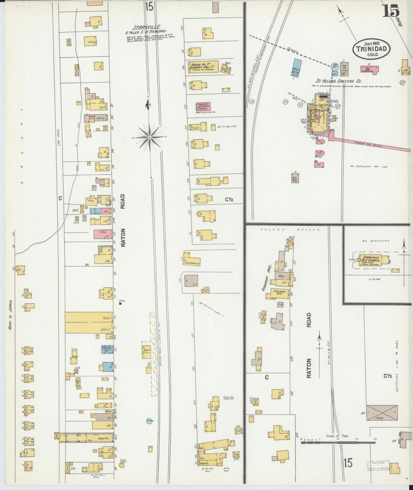 Sanborn Fire Insurance Map from Trinidad, Las Animas County, Colorado (1901), Sheet #0015 - Complete Map Set gallery image, historic Sanborn map, vintage wall art, Colorado Colorado