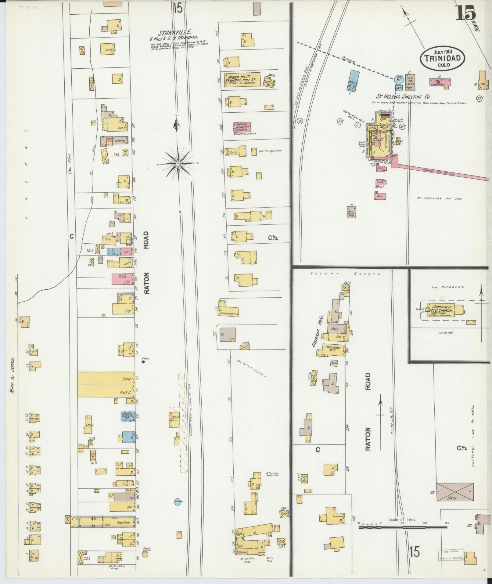 Sanborn Fire Insurance Map from Trinidad, Las Animas County, Colorado (1901), Sheet #0015 - Complete Map Set gallery image, historic Sanborn map, vintage wall art, Colorado Colorado