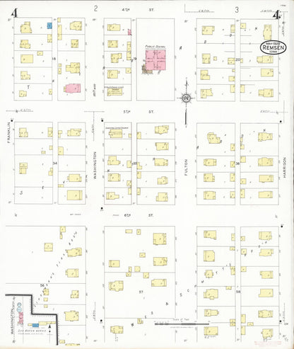 Sanborn Fire Insurance Map from Remsen, Plymouth County, Iowa (1929), Sheet #0004 - Historic Sanborn Fire Insurance Map Print, vintage old map wall art