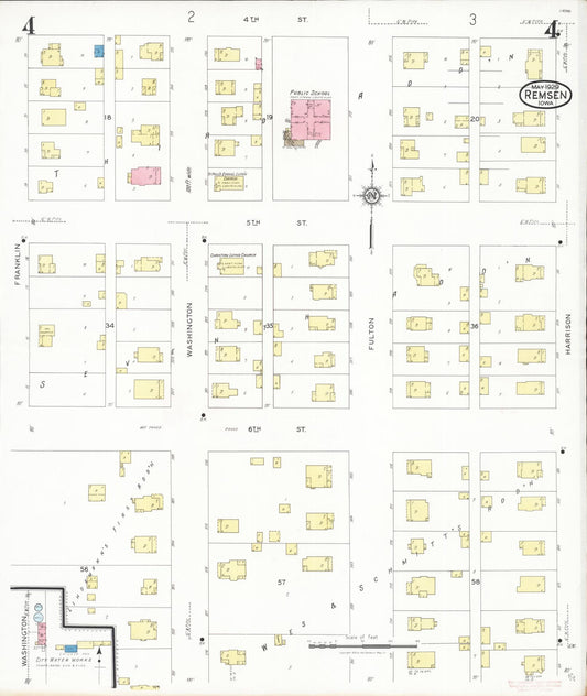 Sanborn Fire Insurance Map from Remsen, Plymouth County, Iowa (1929), Sheet #0004 - Historic Sanborn Fire Insurance Map Print, vintage old map wall art