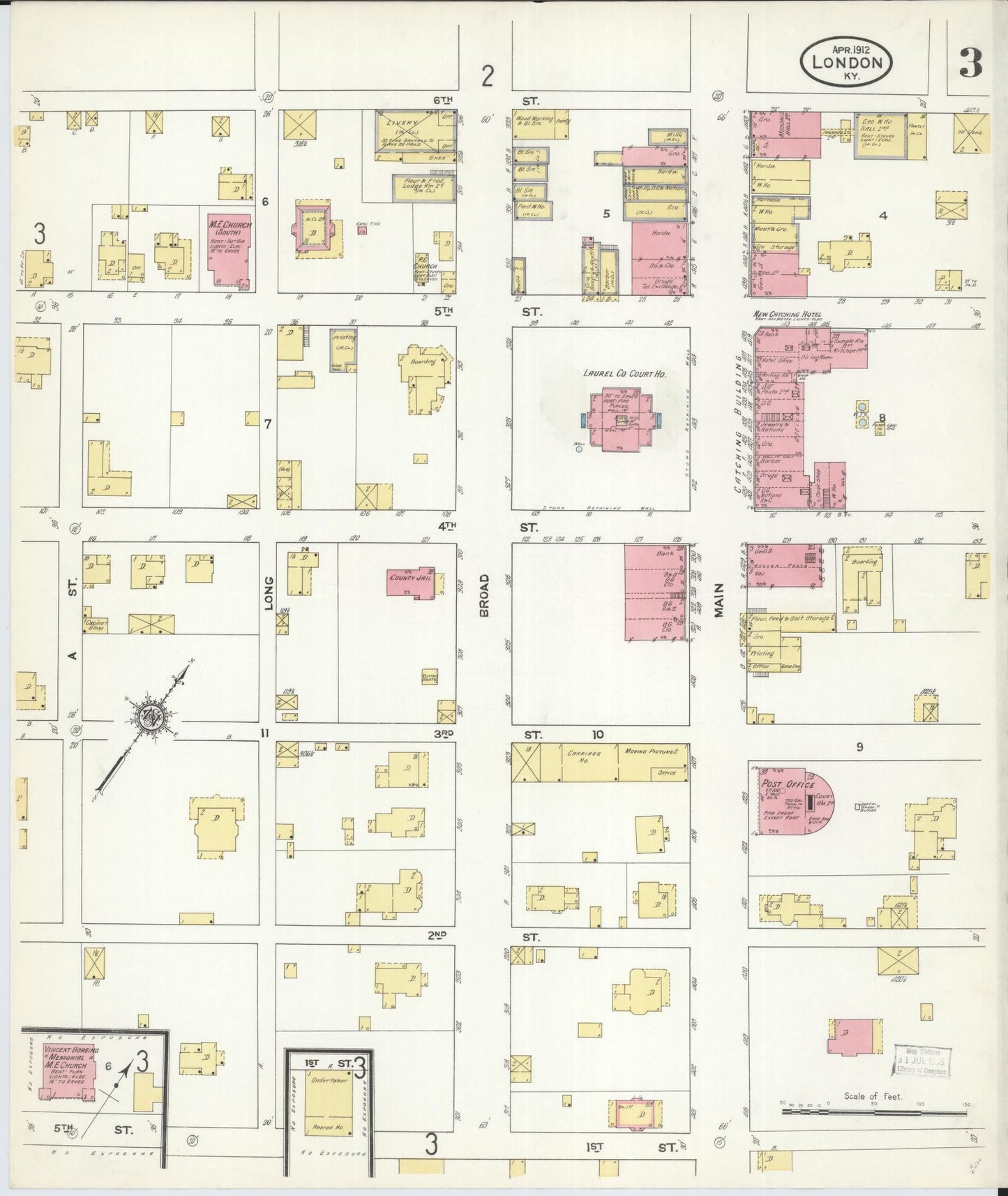 Sanborn Fire Insurance Map from London, Laurel County, Kentucky (1912), Sheet #0003 - Complete Map Set gallery image, historic Sanborn map, vintage wall art, Kentucky Kentucky