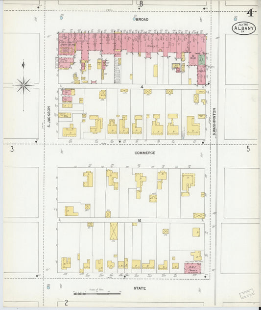Sanborn Fire Insurance Map from Albany, Dougherty County, Georgia (1900), Sheet #0004 - Historic Sanborn Fire Insurance Map Print, vintage old map wall art, antique decor, genealogy gift, Georgia Georgia map