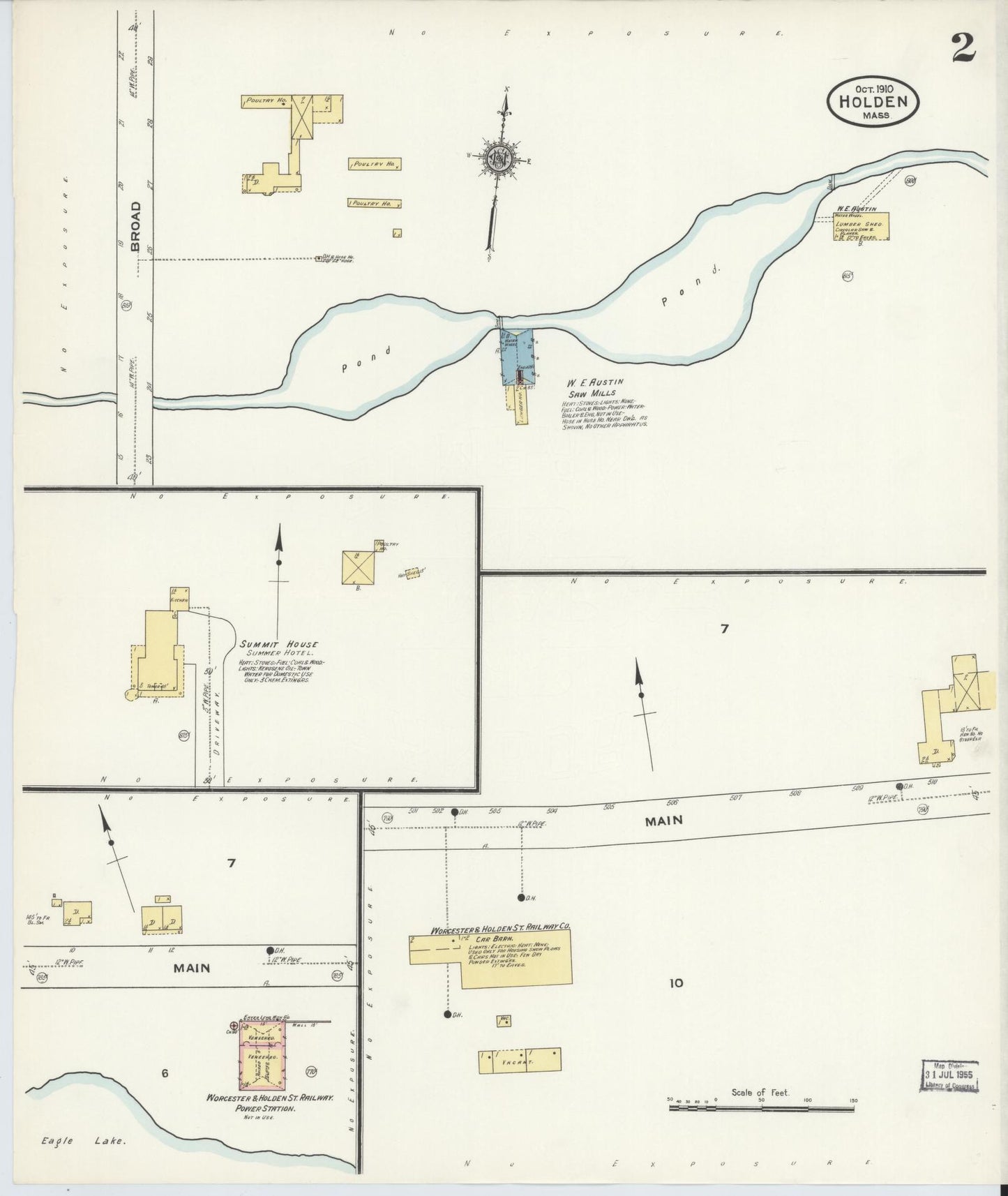 Sanborn Fire Insurance Map from Holden, Worcester County, Massachusetts (1910), Sheet #0002 - Complete Map Set gallery image, historic Sanborn map, vintage wall art, Massachusetts Massachusetts