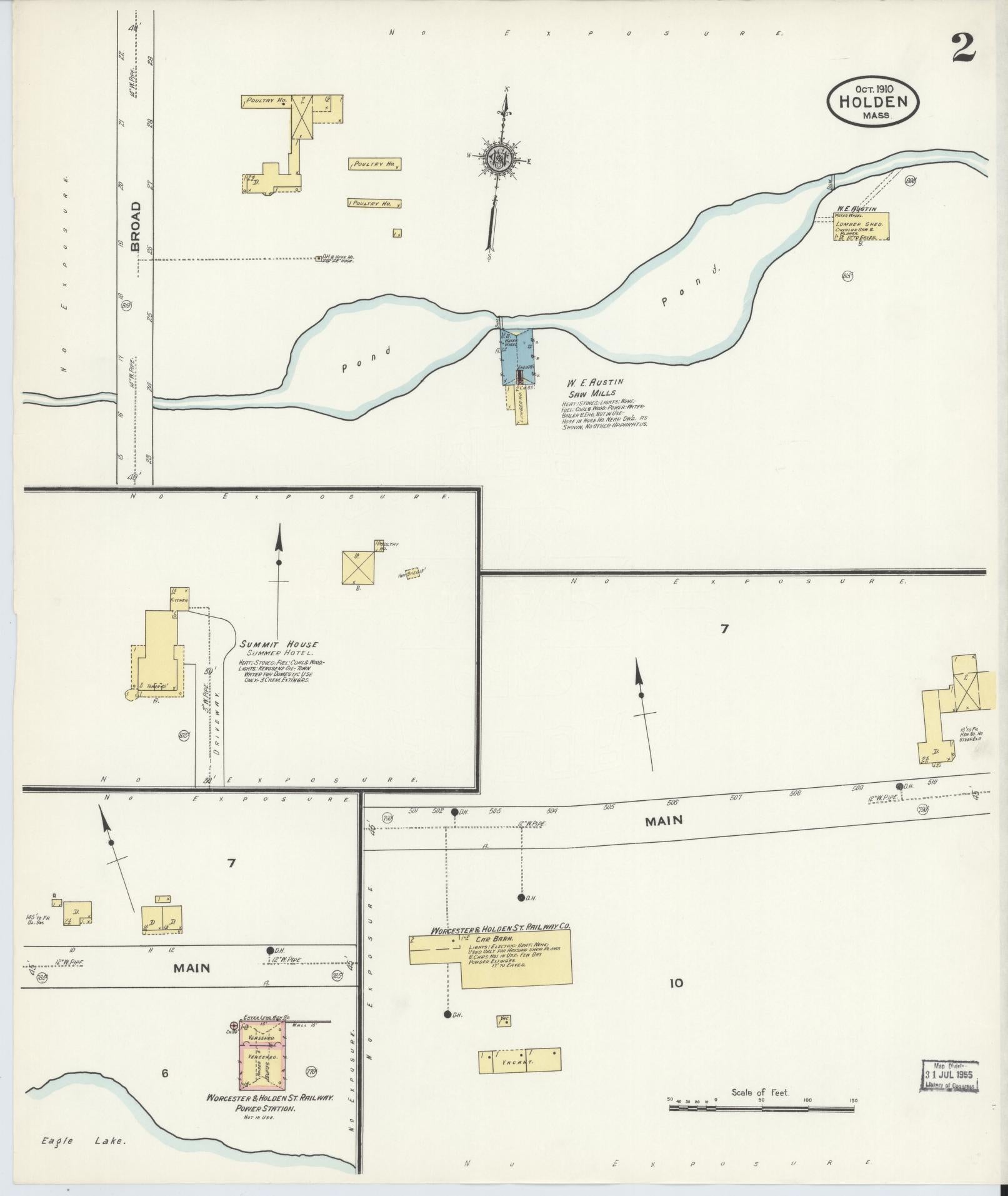 Sanborn Fire Insurance Map from Holden, Worcester County, Massachusetts (1910), Sheet #0002 - Complete Map Set gallery image, historic Sanborn map, vintage wall art, Massachusetts Massachusetts