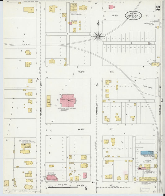 Sanborn Fire Insurance Map from Loveland, Larimer County, Colorado (1906), Sheet #0002 - Historic Sanborn Fire Insurance Map Print, vintage old map wall art, antique decor, genealogy gift, Colorado Colorado map