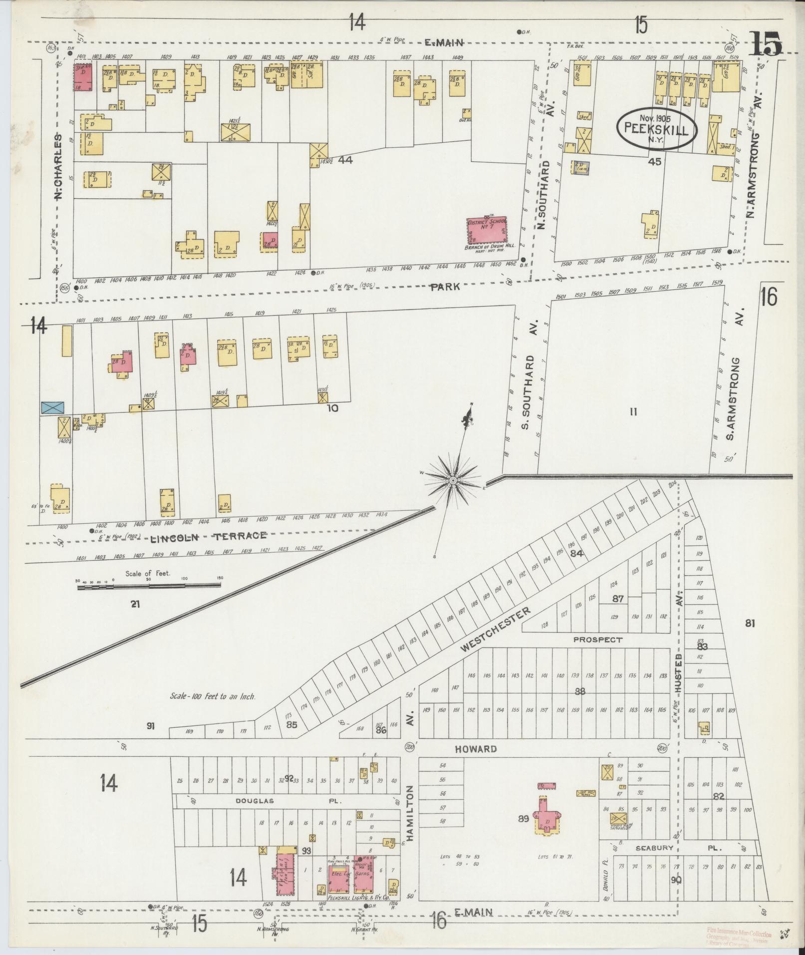 Sanborn Fire Insurance Map from Peekskill, Westchester County, New York (1905), Sheet #0015 - Complete Map Set gallery image, historic Sanborn map, vintage wall art, New York New York