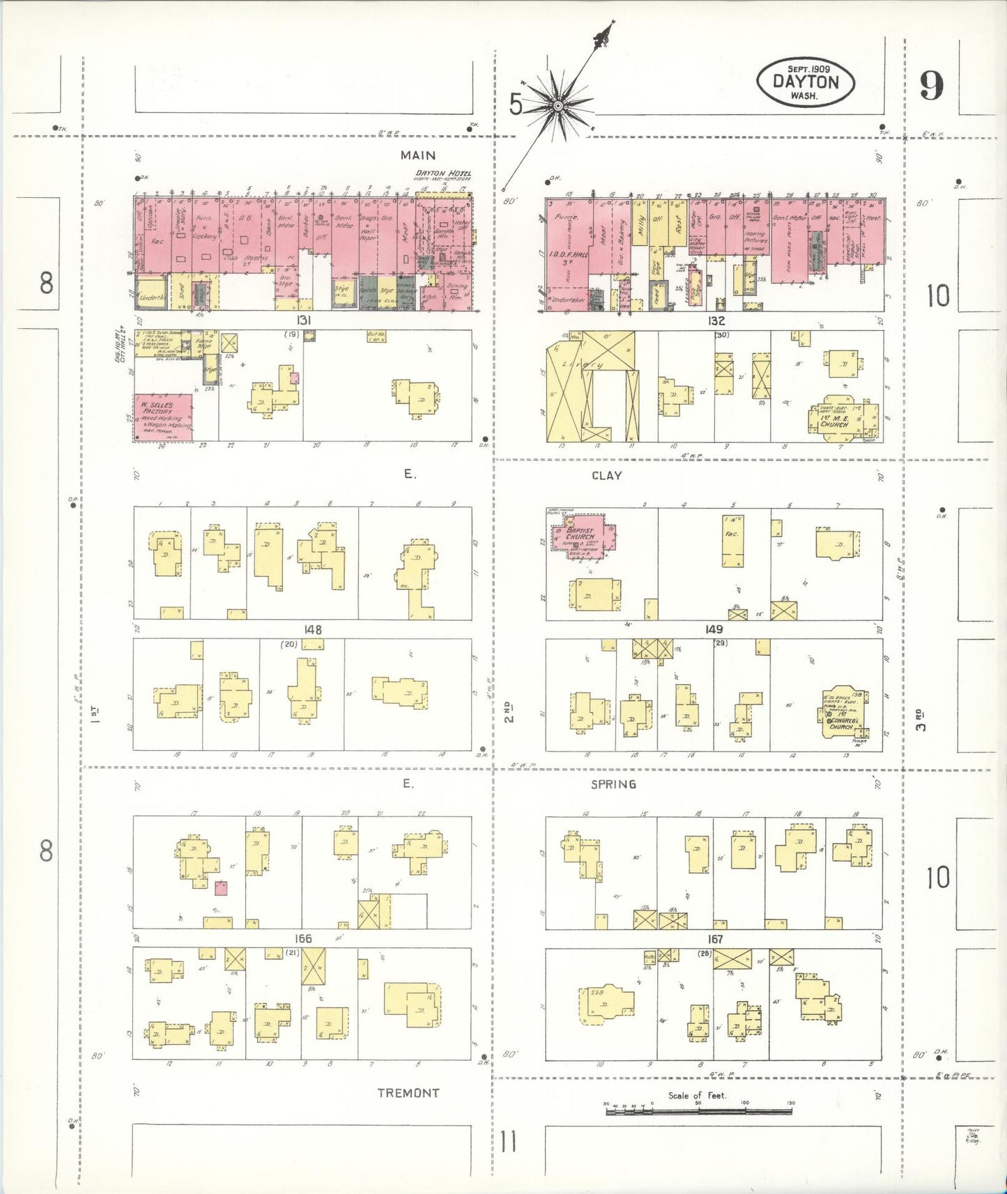 Sanborn Fire Insurance Map from Dayton, Columbia County, Washington (1909), Sheet #0009 - Complete Map Set gallery image, historic Sanborn map, vintage wall art, Washington Washington